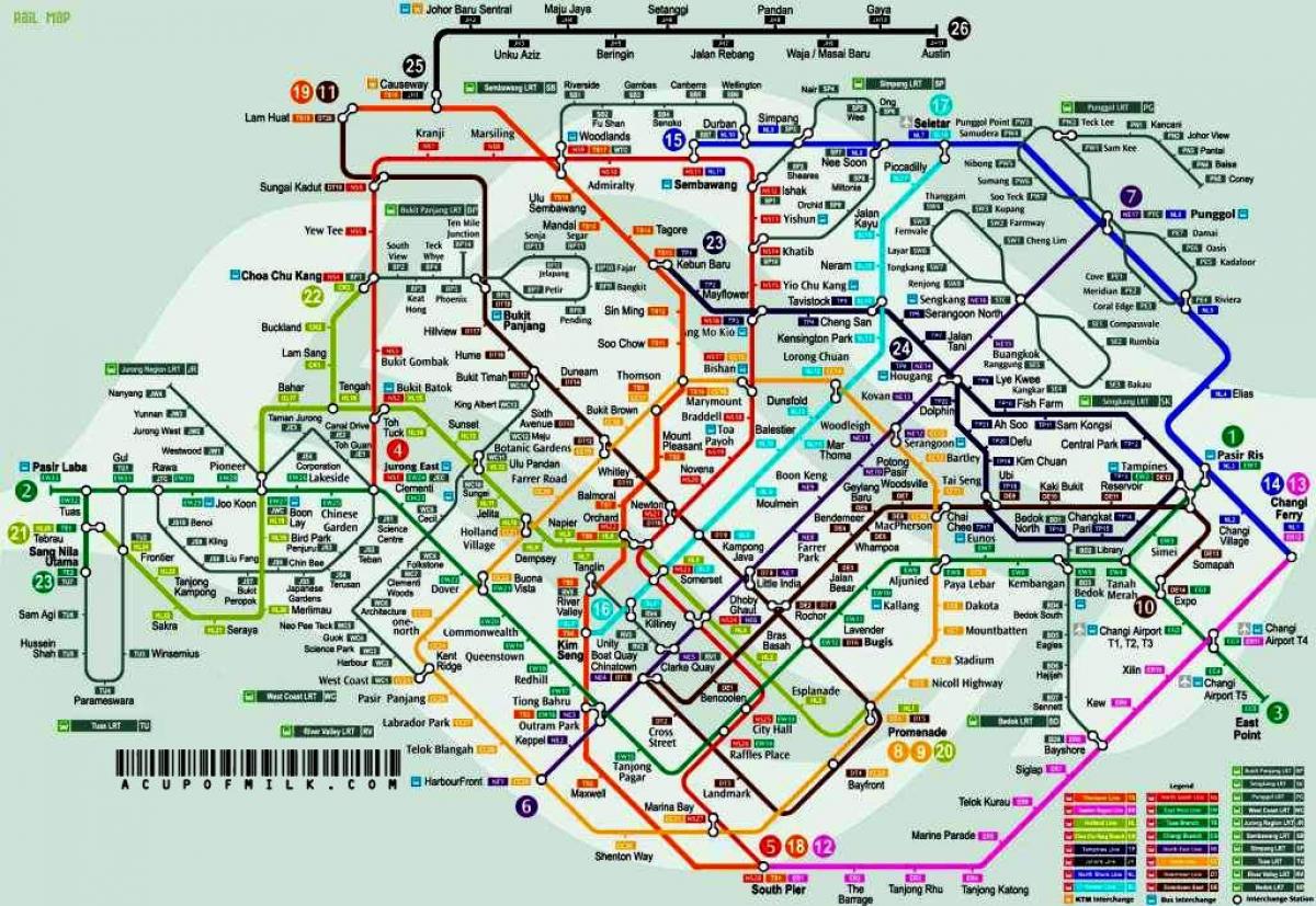 mrt mapa de ruta Singapur