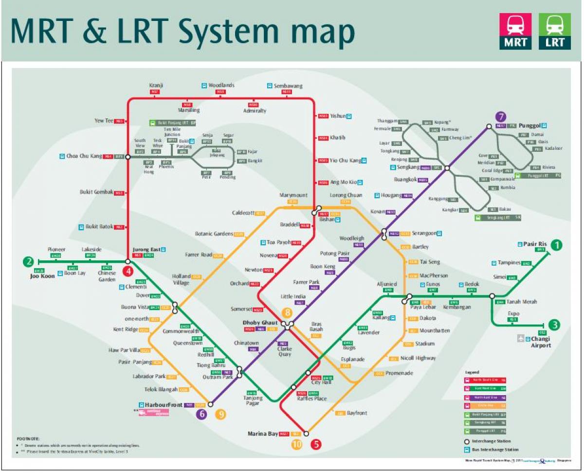 lrt mapa de ruta Singapur