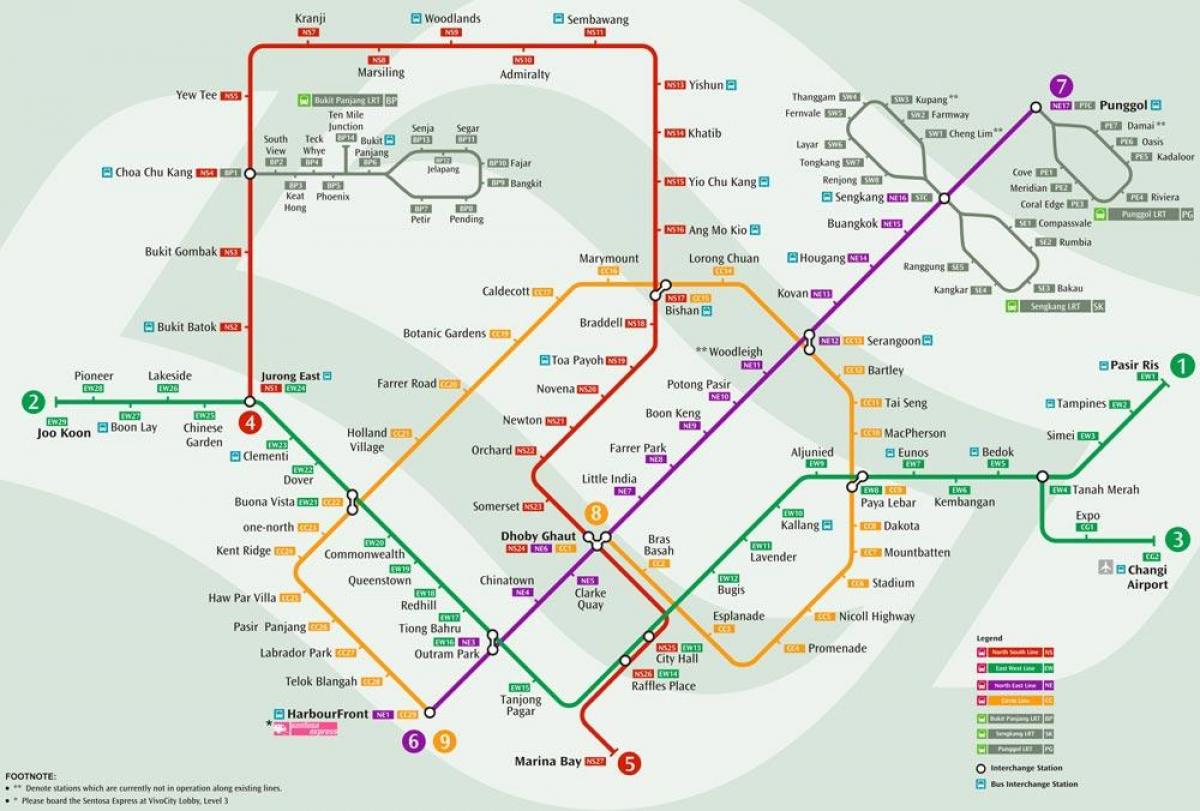 sistema mrt mapa de Singapur