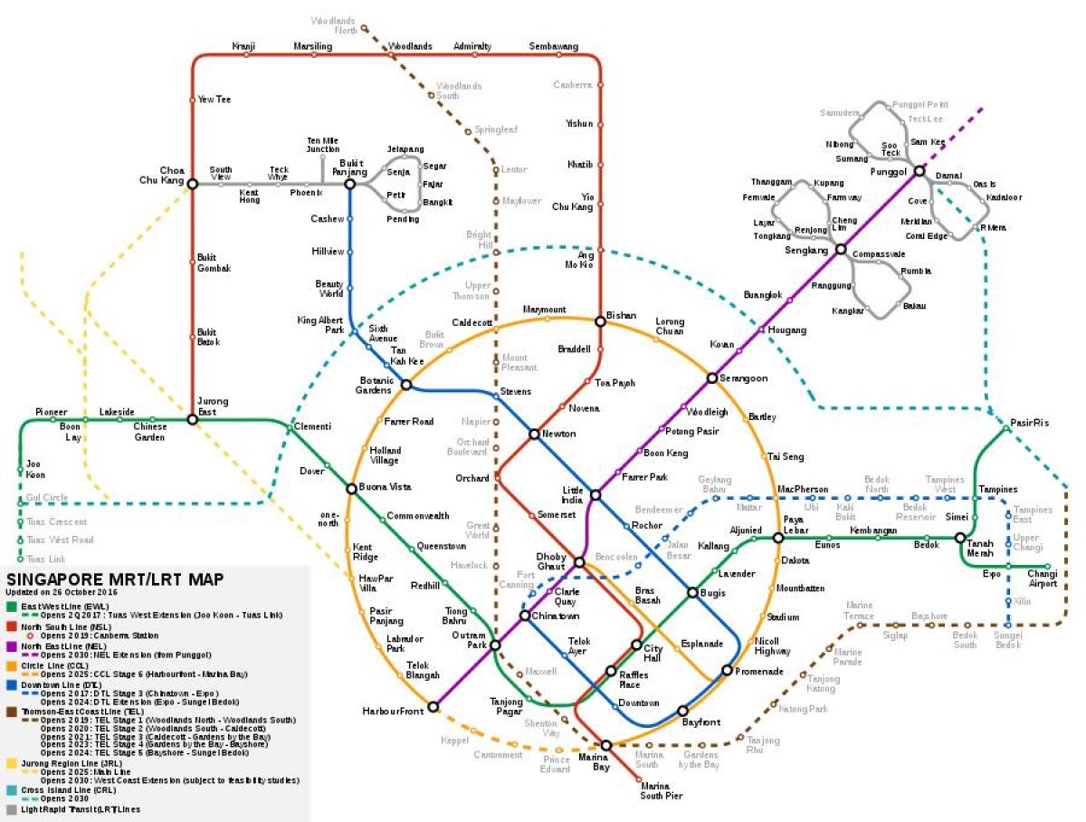 Singapur sistema mrt mapa