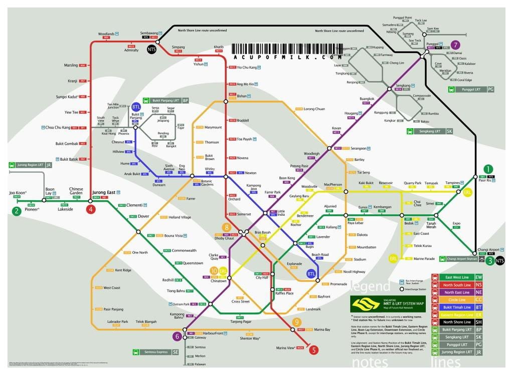 Singapur mrt línia mapa