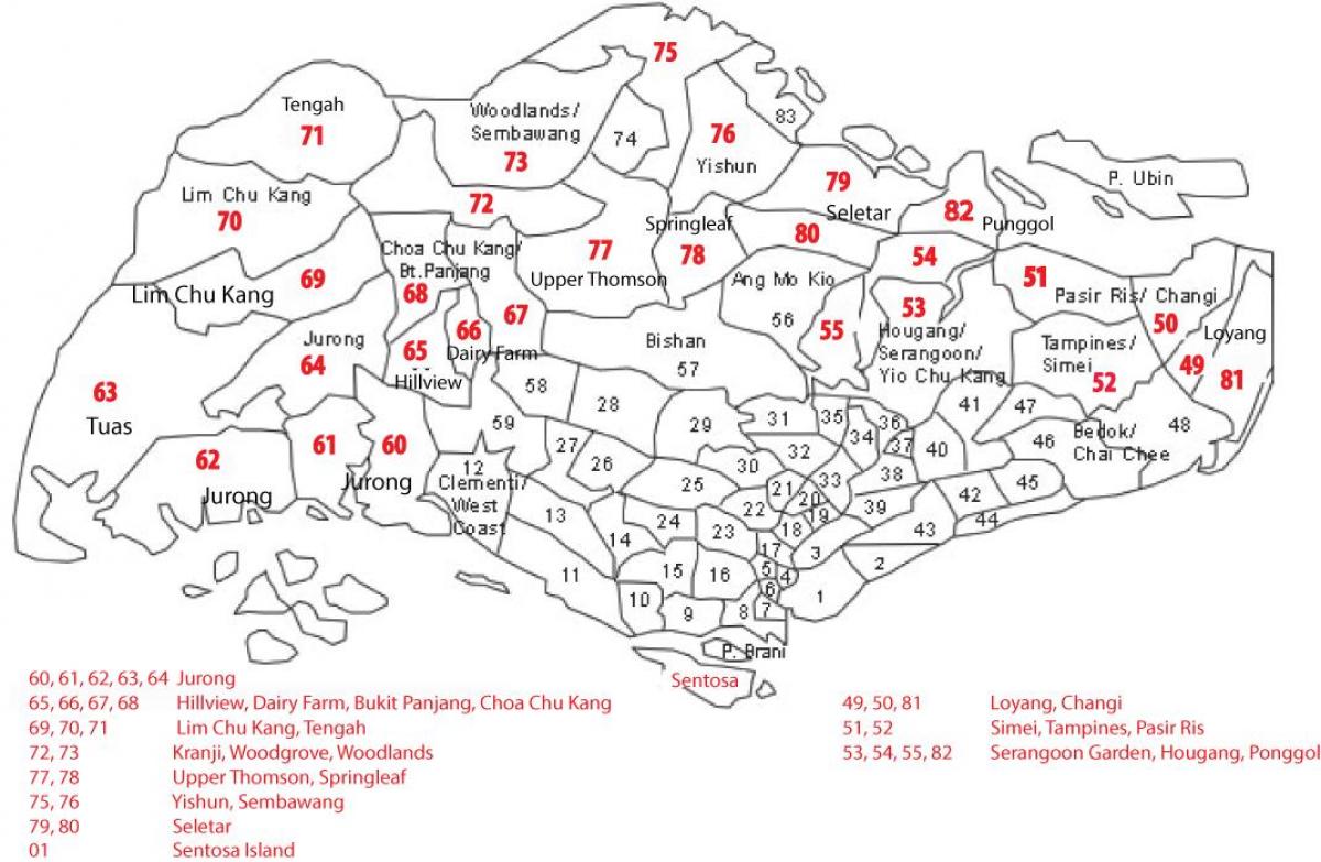 Singapur codi postal mapa