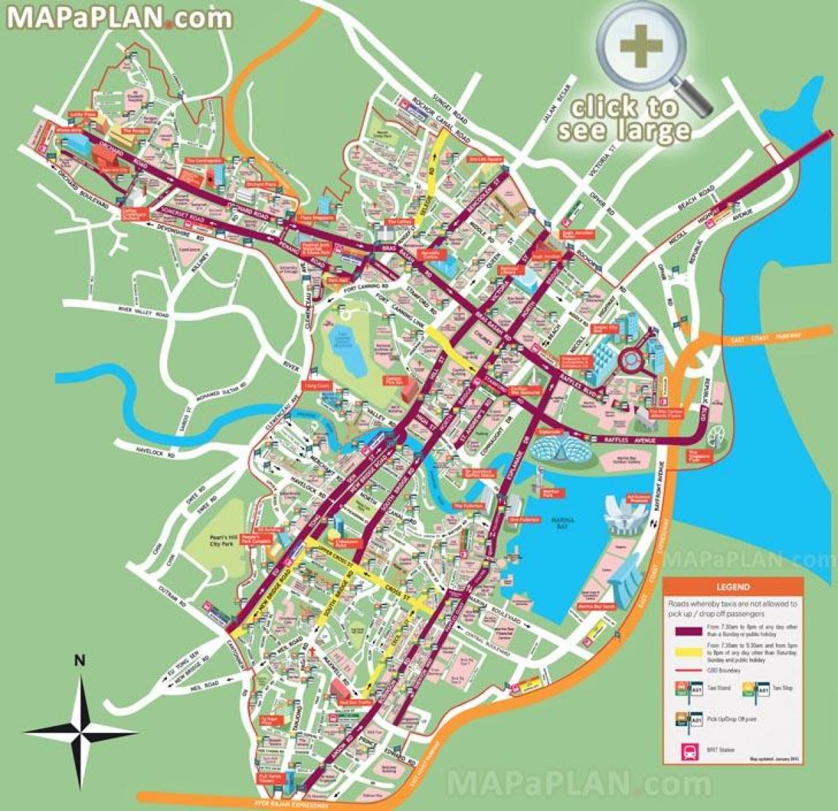 De turisme de singapur mapa de spots