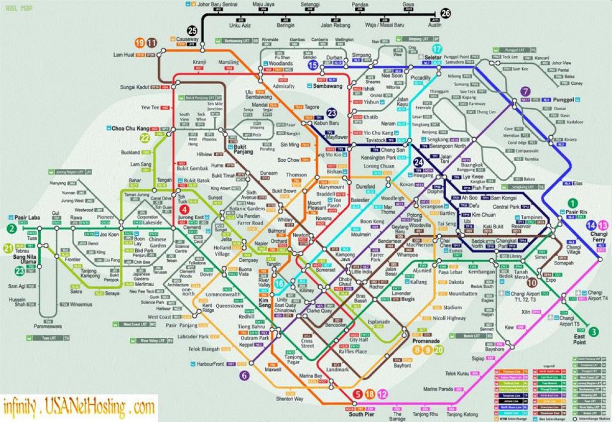 mapa de Singapur transport